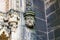 Prague, Czech republic - February 24, 2021. Detail of small sculptures above entrance to the Basilica Minor of Vysehrad