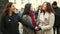 PRAGUE, CZECH REPUBLIC, FEBRUARY 24, 2022: Demonstration people girls women crowd against Russian military attack war