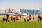 Prague, Czech Republic - March 14, 2014. People watching airplanes Landing and taking off at the airport