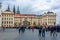 Prague, Czech Republic - May 2019: Prague Castle entrance Fighting Giants gate