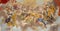 PRAGUE, CZECH REPUBLIC - OCTOBER 12, 2018: The baroque fresco of Angels with the music insturments in church kostel Svateho Tomase