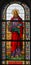 PRAGUE, CZECH REPUBLIC - OCTOBER 13, 2018: The apostle Saint Bartholomew the Evangelist in the stained glass