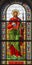 PRAGUE, CZECH REPUBLIC - OCTOBER 13, 2018: The apostle Saint Matthew the Evangelist in the stained glass