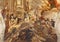 PRAGUE, CZECH REPUBLIC - OCTOBER 14, 2018:  The detail of symbolic fresco of Glory of Dominicans order in church of St. Egidius