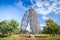 Prague, Czech Republic - October 2019: Doubravka lookout tower. Wooden structure made of locust tree. At the edge of