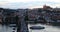 Prague, Czech Republic panorama with historic Charles Bridge and Vltava river on sunny day. Prague, Sunset over city as seen from