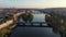 Prague, Czech Republic panorama with historic Charles Bridge and Vltava river on sunny day. Prague, Sunset over city as seen from