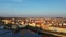 Prague, Czech Republic panorama with historic Charles Bridge and Vltava river on sunny day. Prague, Sunset over city as seen from