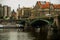 PRAGUE, CZECH REPUBLIC: Sculpture on the Chekhov bridge over Vltava river