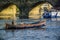 Prague, Czech Republic - September , 17, 2019: Couple enjoy romantic sunset in a boat in Vltava river near Charles