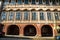 Prague, Czech republic - September 19, 2020. Architectonic details of building in Pohorelec street - arcades and windows of Slikuv