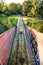 Prague, Czech republic - September 19, 2020. Railway line of funicular to the Petrin hill as a part of public transportation