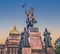 Prague, Czech Republic. Statue of Saint Wenceslas, evening view.