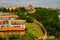 Prague, Czech Republic: Top view of houses with brick roof. Panorama of the city from Visegrad fortress