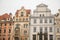 Prague, December 13, 2016: Facade of beautiful historic buildings on the main square in Prague standing tight with each