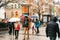 Prague, December 24, 2016: Streets of Prague - tourists walk to famous places, visiting shops, cafes and other public