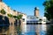 Prague embankment and Sitkov water tower. Czechia