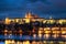 Prague at epic suset, Charles bridge and Prague castle