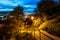 Prague evening. View of Prague Castle and Vltava river from Vysehrad staircase, Prague, Czech Republic