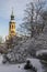 Prague Loreta Belltower in wintertime