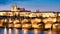 Prague at night, Charles Bridge from across the river