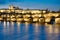 Prague at night, Charles Bridge from across the river