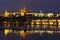 Prague at night, Charles bridge and Prague castle