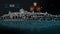 Prague by Night Panorama with Firework Intro Animation