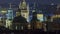 Prague night timelapse, fantastic old town roofs during twilight with towers and night illumination, Czech Republic