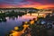 Prague panorama during beautiful sunset with colored clouds