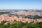 Prague panorama charles bridge river from mountain skyview