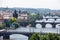 Prague panorama charles bridge river from mountain skyview