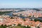 Prague panorama charles bridge river from mountain skyview