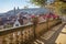 Prague - The panorama from the gardens under the Castle to Mala Strana and St. Nicholas church.