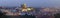 Prague - The panorama of the Town with the Castle and St. Vitus cathedral at dusk