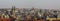 Prague - The panorama of Town and the church of Our Lady before TÃ½n in the evening light