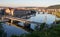 Prague panorama with the Vltava river in the morning