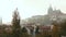 Prague riverside bridges view, Castle Petrin mountain