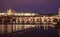 Prague Saint Vitus Cathedral and Charles Bridge at night, Czech