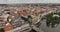 Prague scenic aerial view of old town architecture. Vltava river, bridges in Prague, Czech Republic. Prague panoramic