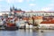 Prague scenic aerial view of Prague Old Town Pier architecture