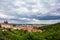 Prague seen from above on a clody day