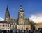 PRAGUE, SEPTEMBER 15: The crowd of tourists on the square in front of Saint Vitus cathedral on September 15, 2014 in Prague, Czech