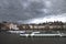 Prague skyline before thunderstorm. Old Europe