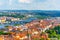 Prague skyline with Vltava bridges