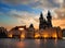 Prague square at sunrise