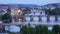 prague view, bridges over danube river, zoom in, timelapse, 4k