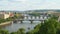 prague view, bridges over danube river, zoom in, timelapse, 4k