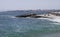 Praia da Azarujinha, beach in Estoril, portugal. with view to cascais