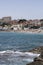 Praia da Azarujinha, beach in Estoril, portugal, view to town